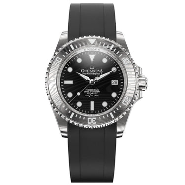 Oceaneva Mens Deep Marine Explorer II Black Damascus Steel Dial Watch